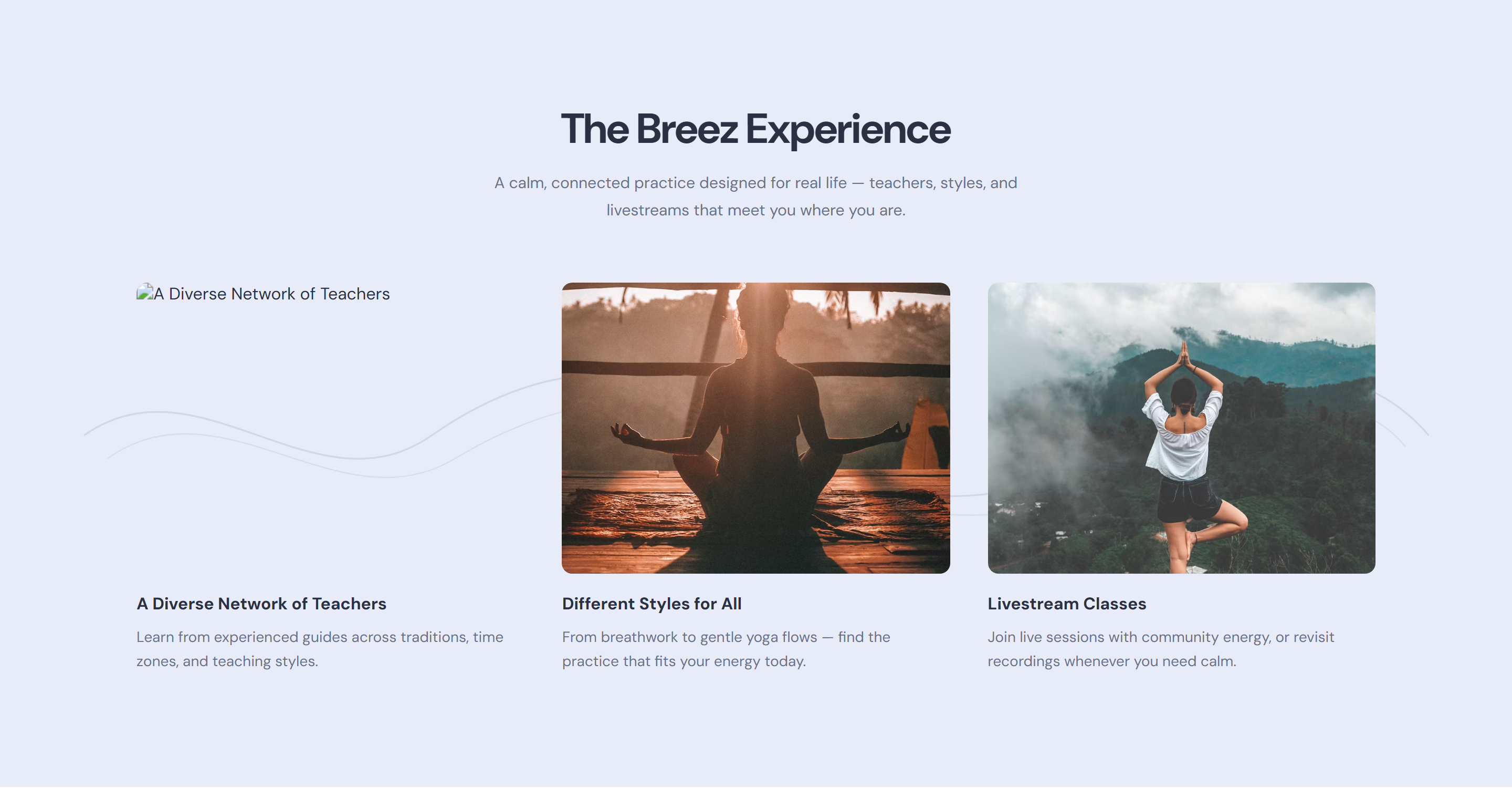Breez experience section with framed photography