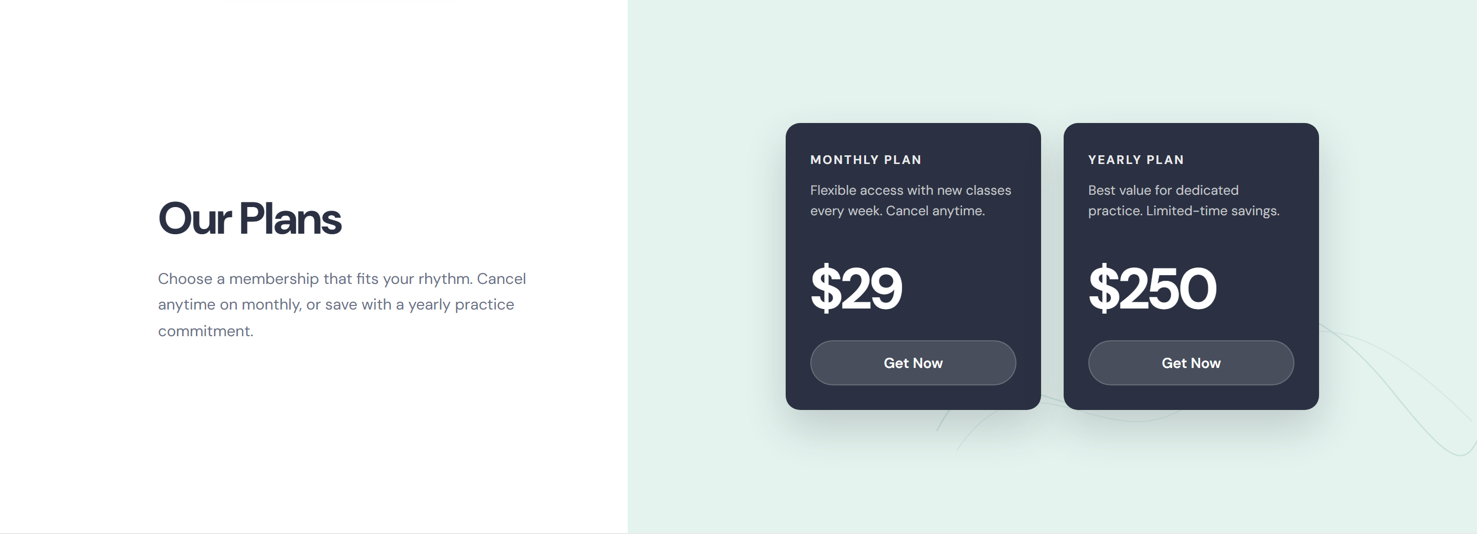 Breez plans and pricing section