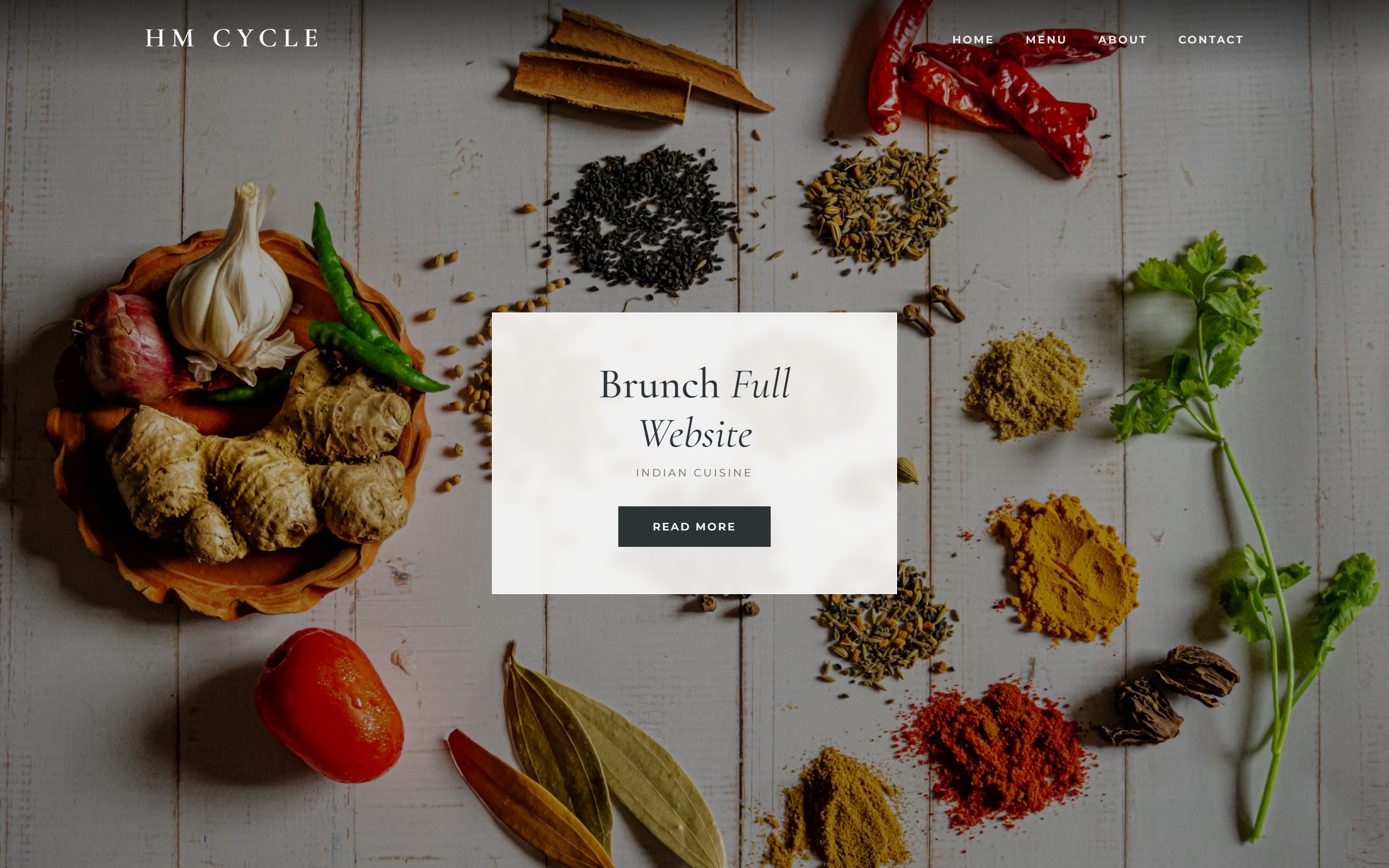 Brunch restaurant spice hero section