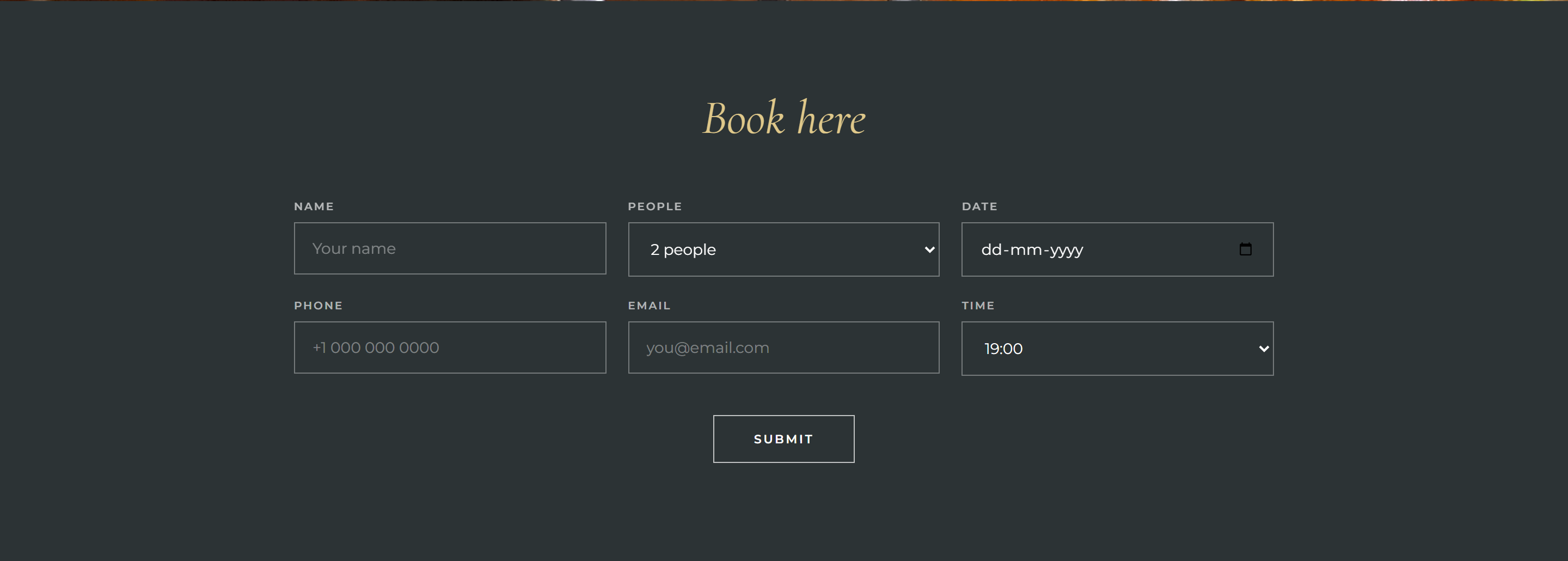 Brunch reservation booking form
