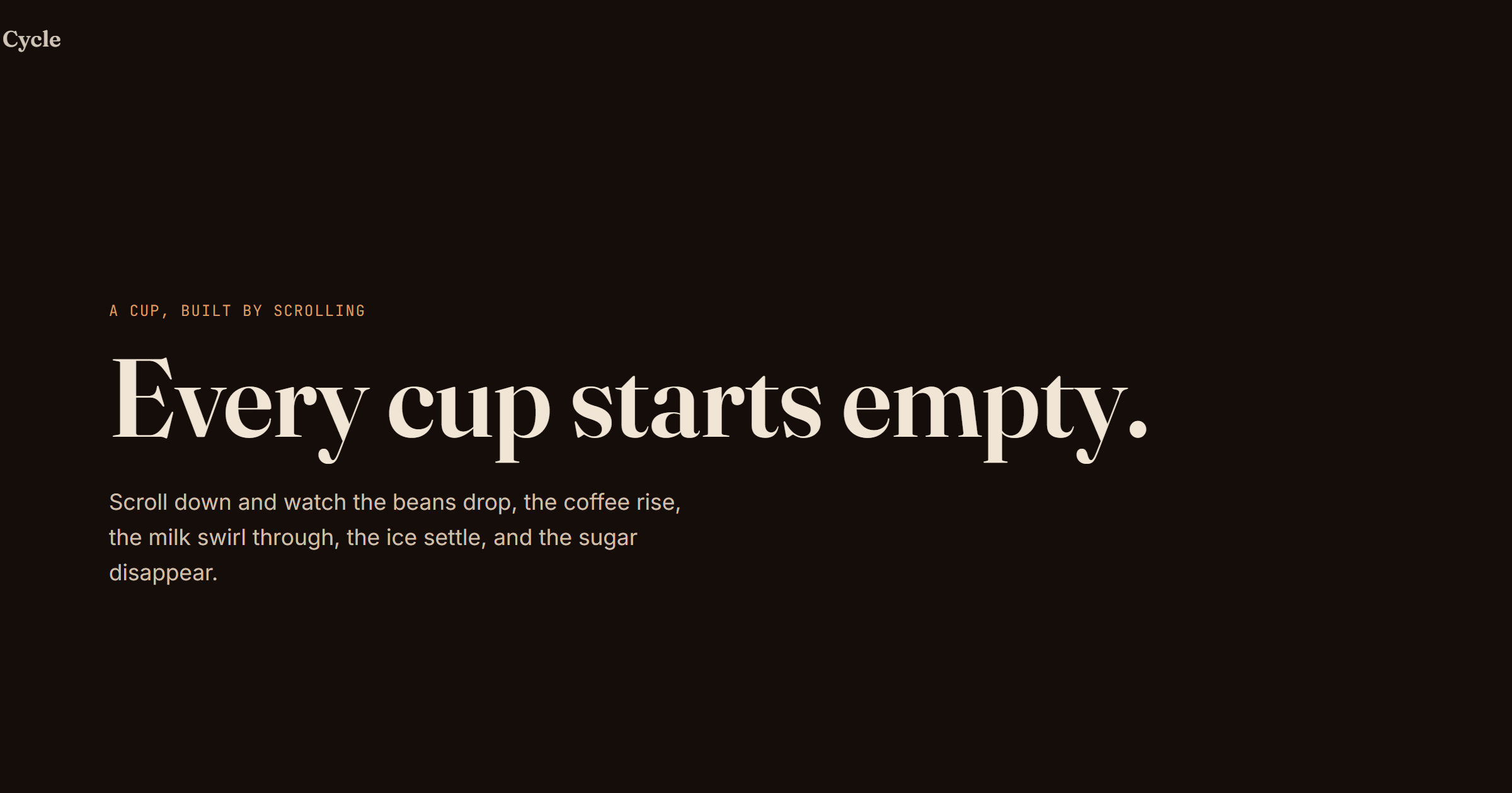 Coffee Parallax intro section